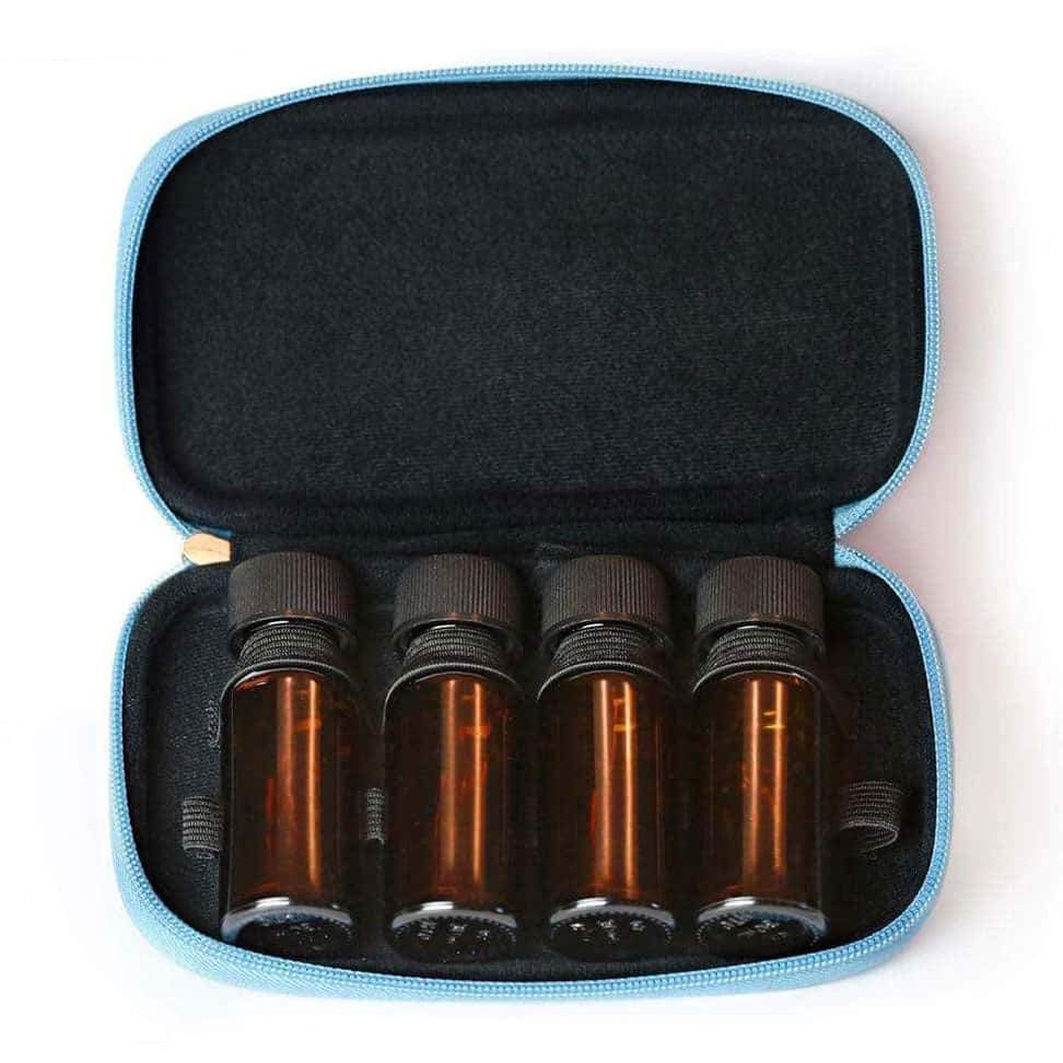 Amber Glass Bottles for Herba Nebulizer-30 ml Each (Set of 4 inside a Hard-Shell Travel Case) - Herba Vera Organics